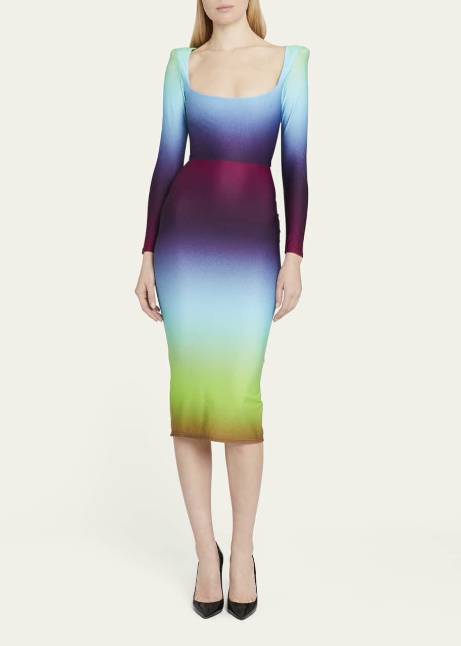 gradient midi dress Clarabelle Gathered Bust Midi Dress Gradient Orange
