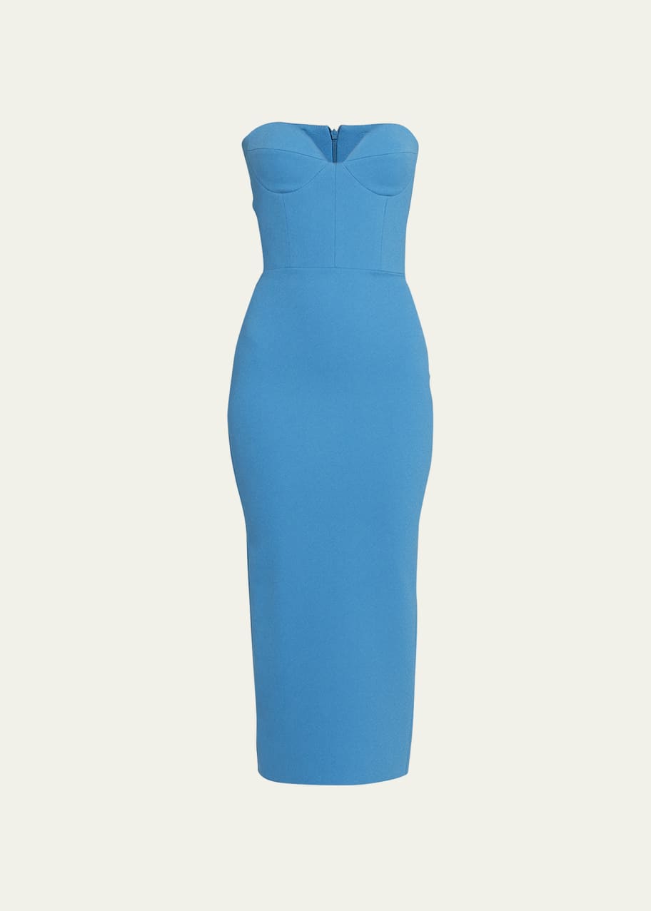 Alex Perry Strapless Bustier Stretch Crepe Midi Dress - Bergdorf Goodman