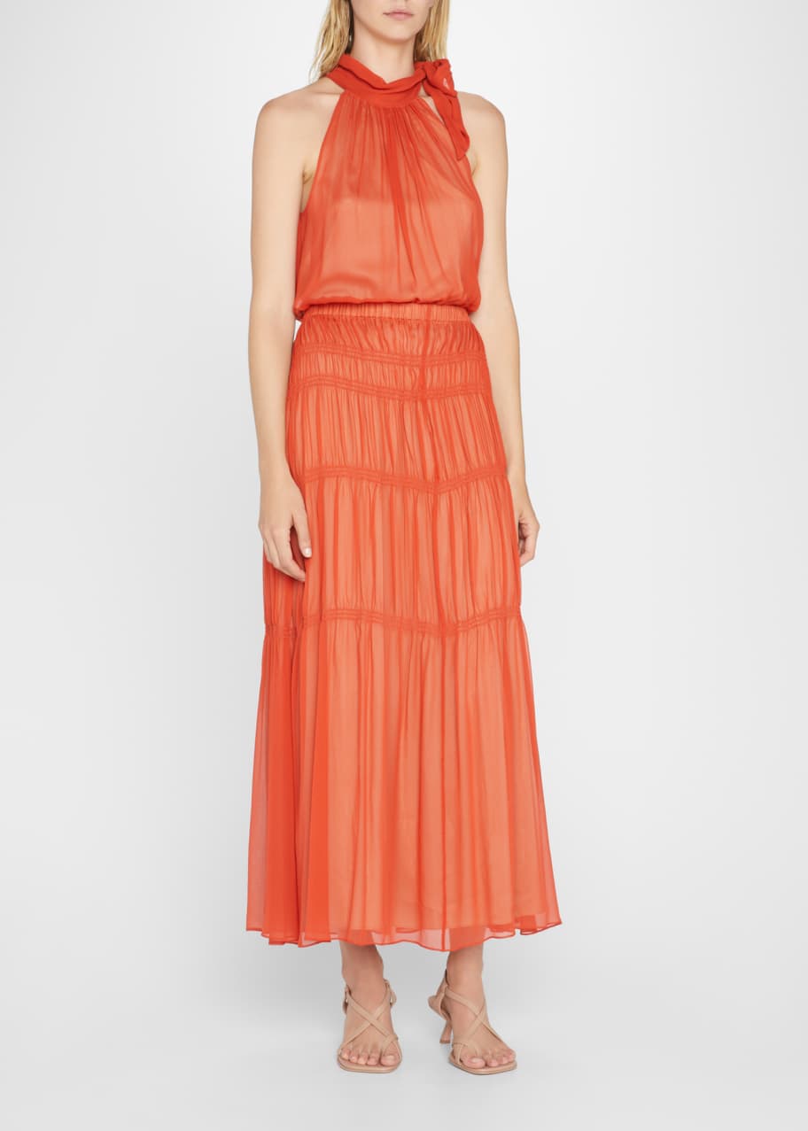 Theory Tiered Crinkle Silk Maxi Skirt - Bergdorf Goodman