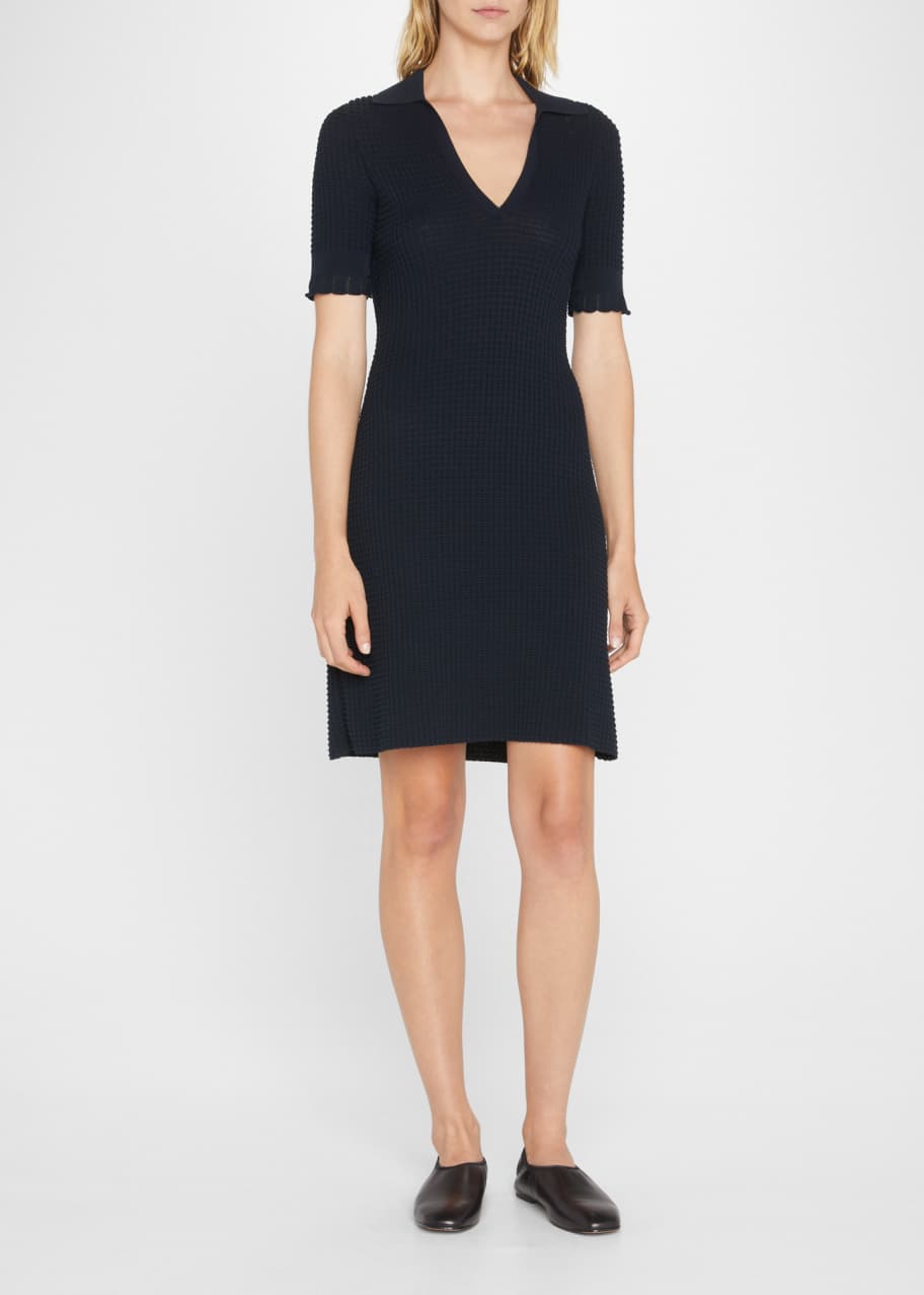 Theory Lace-Trim Short Textured Polo Dress - Bergdorf Goodman
