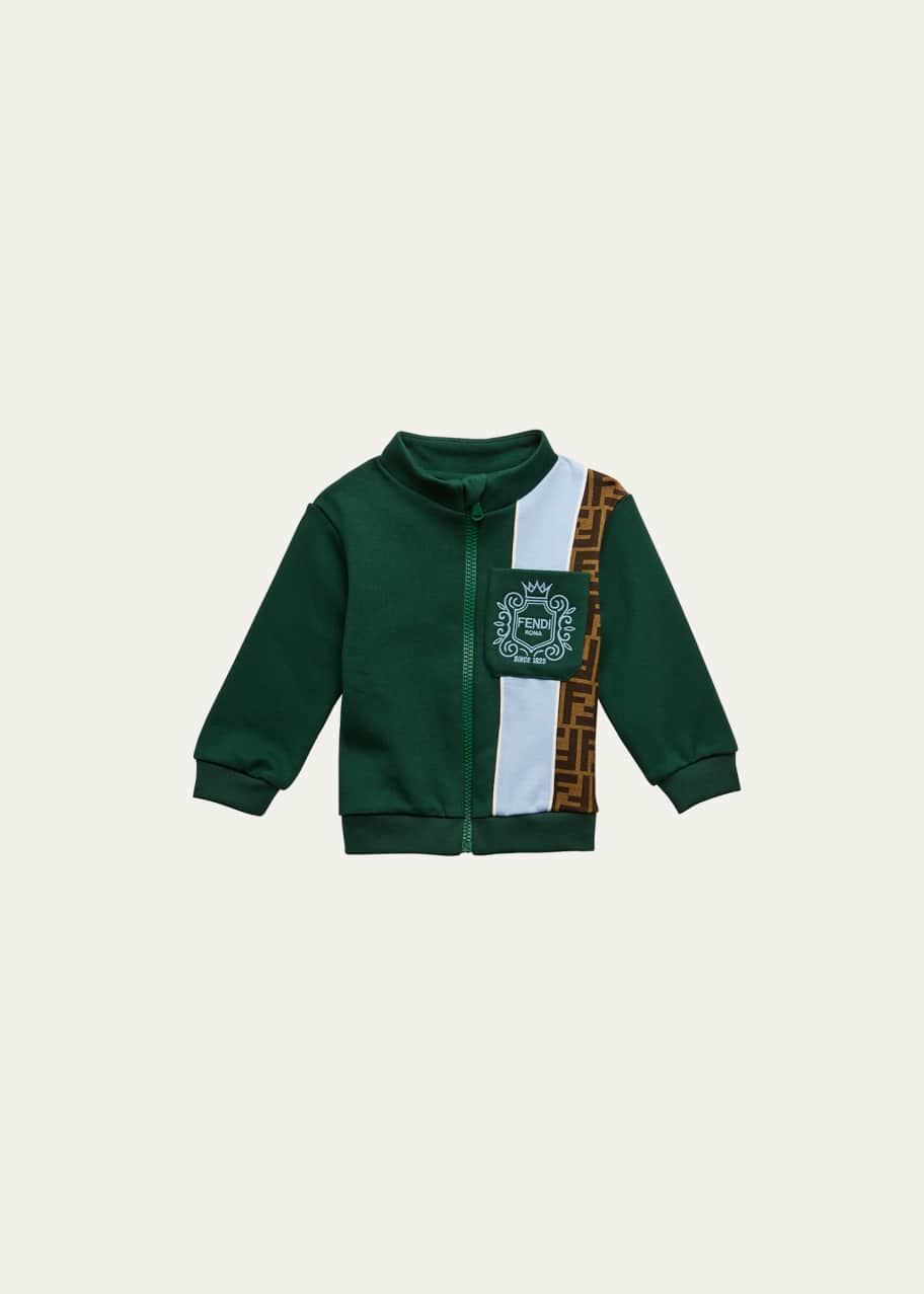 Fendi Kid's Stripe Monogram Sweatshirt, Size 6M-24M
