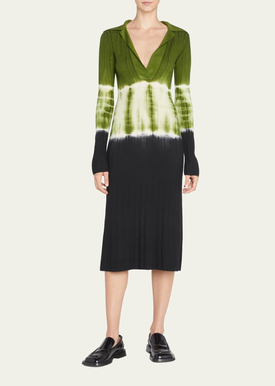Proenza Schouler White Label Dip-Dyed Knit Collared Midi Dress