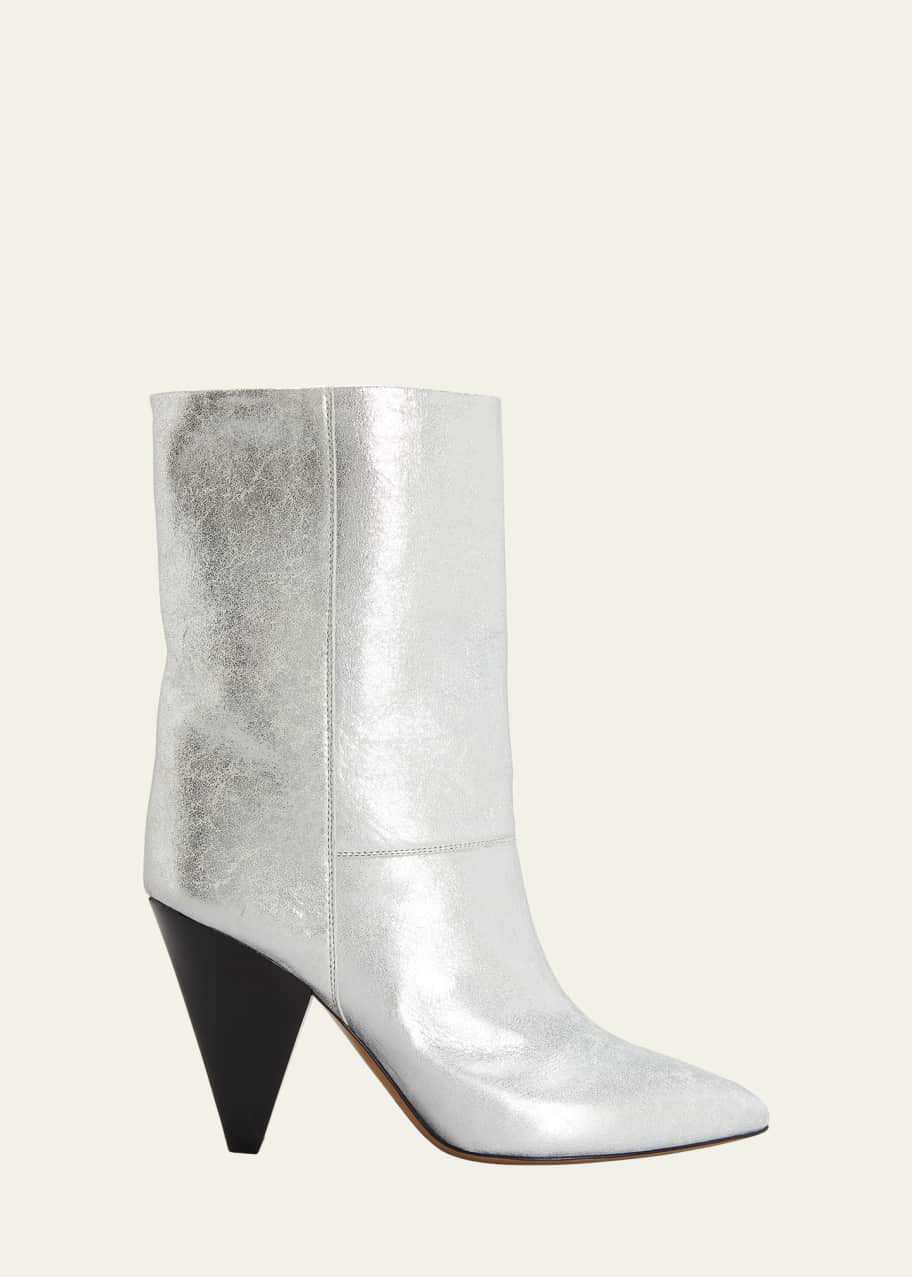 Isabel Marant Locky Metallic Cone-Heel Booties - Bergdorf Goodman