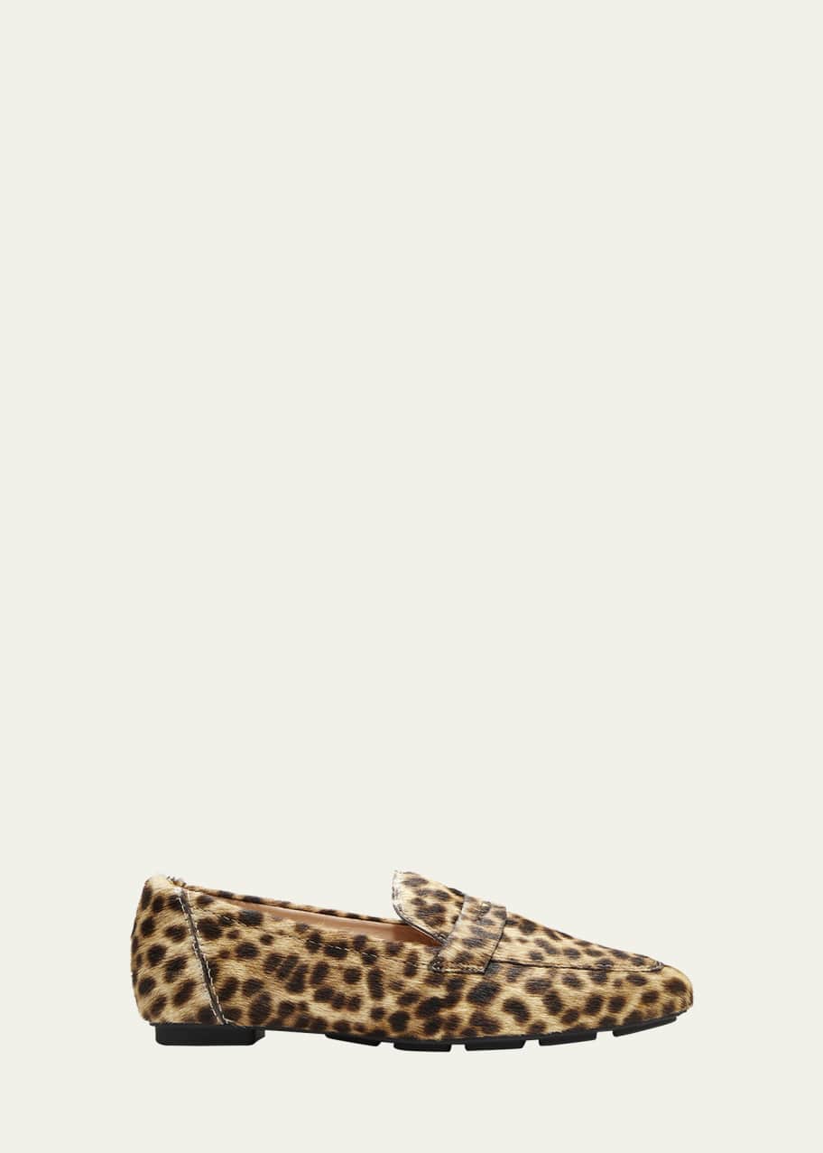 Stuart Weitzman Jet Leopard Fur Penny Loafers Bergdorf Goodman
