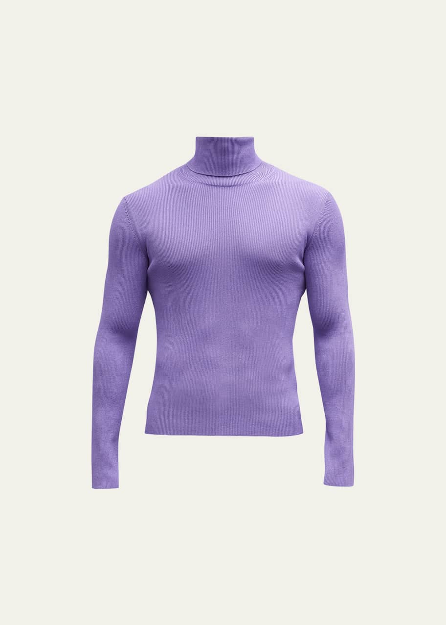 Men s Silk Knit Mock Neck Sweater