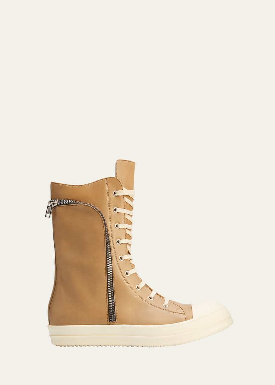 Rick Owens Men's Leather Zip HighTop Sneakers w/ Pocket Bergdorf Goodman