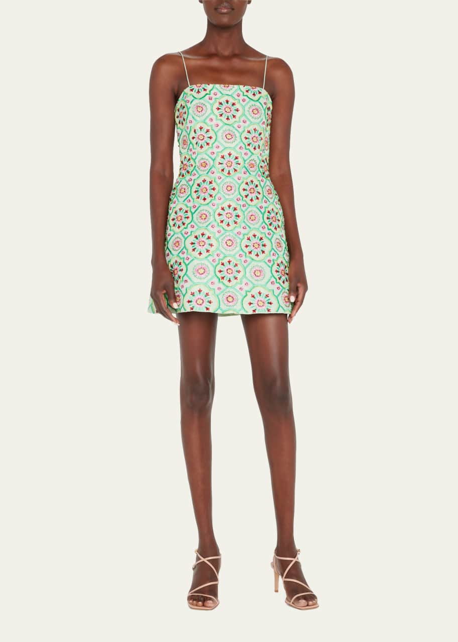 sachin and babi light blue dress Cream Backless Faux Leather Western Embroidered Mini Dress S / Cream