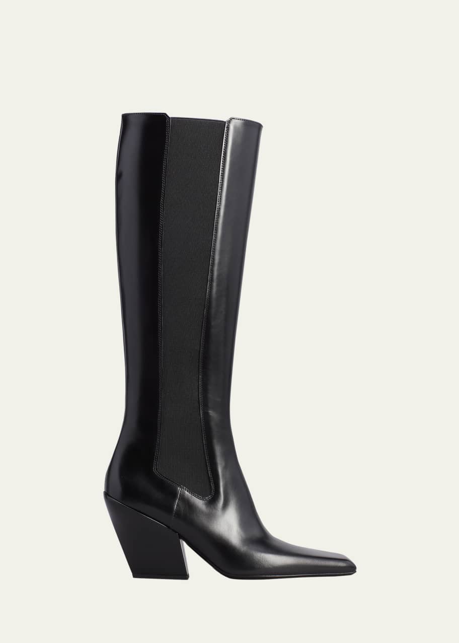 Prada Leather Square-Toe Tall Chelsea Boots - Bergdorf Goodman