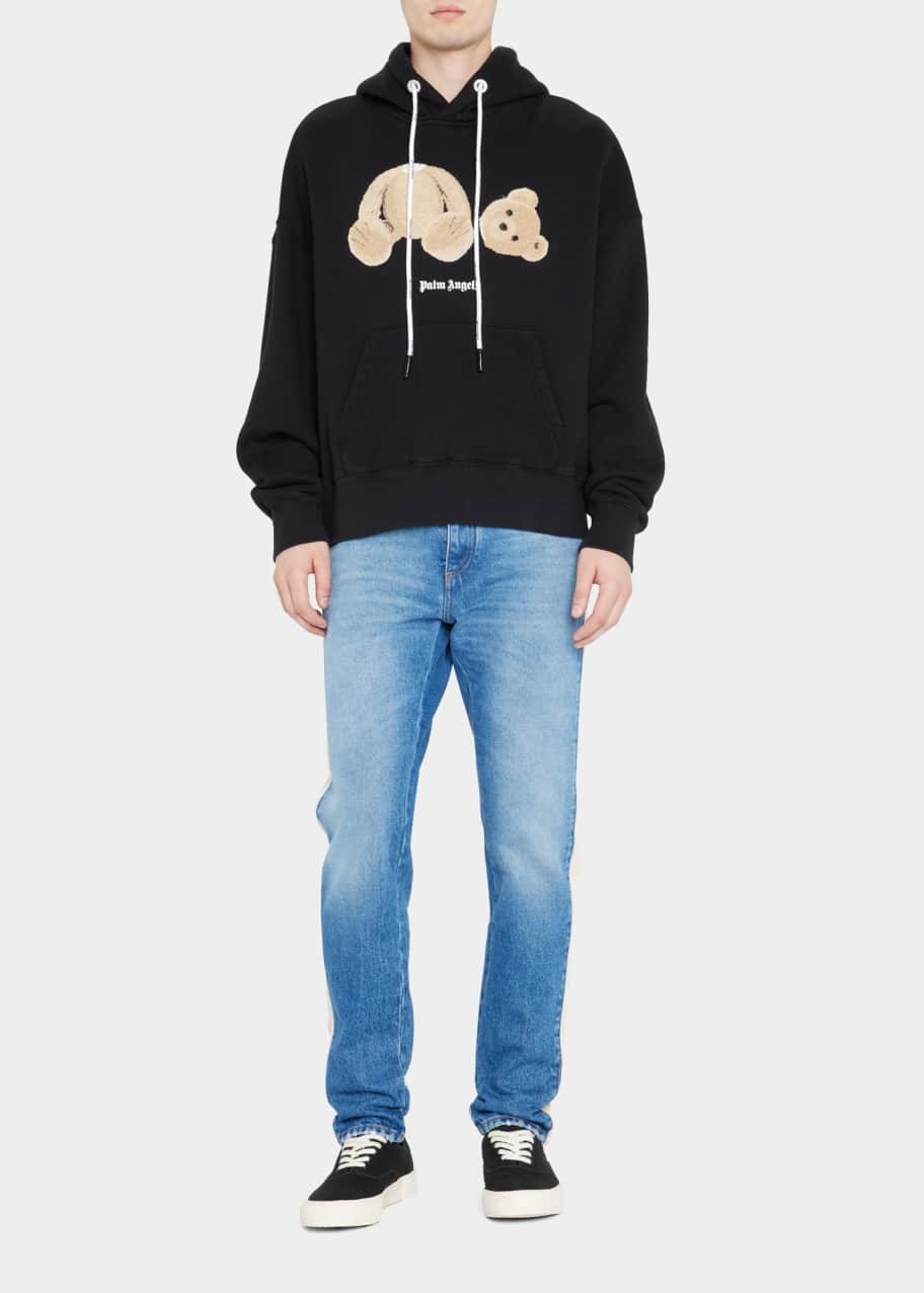 Palm Angels Men s Terry Ripped Teddy Bear Hoodie Bergdorf Goodman