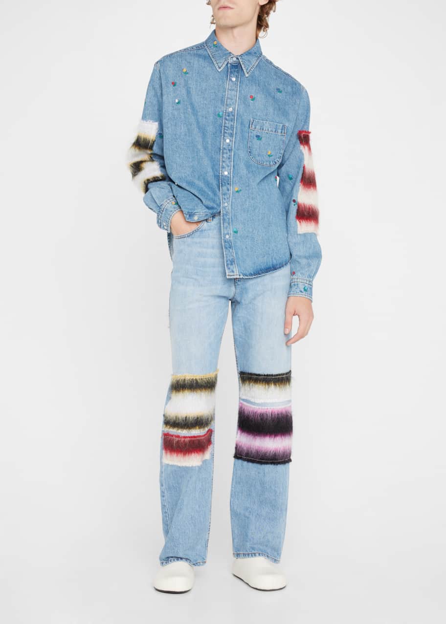 パンツ Marni mohair denim pants Marni Men's Mohair-Patch Relaxed Jeans - Bergdorf Goodman