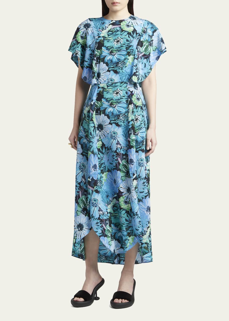 Stella McCartney Floral-Print Handkerchief Silk Dress - Bergdorf Goodman
