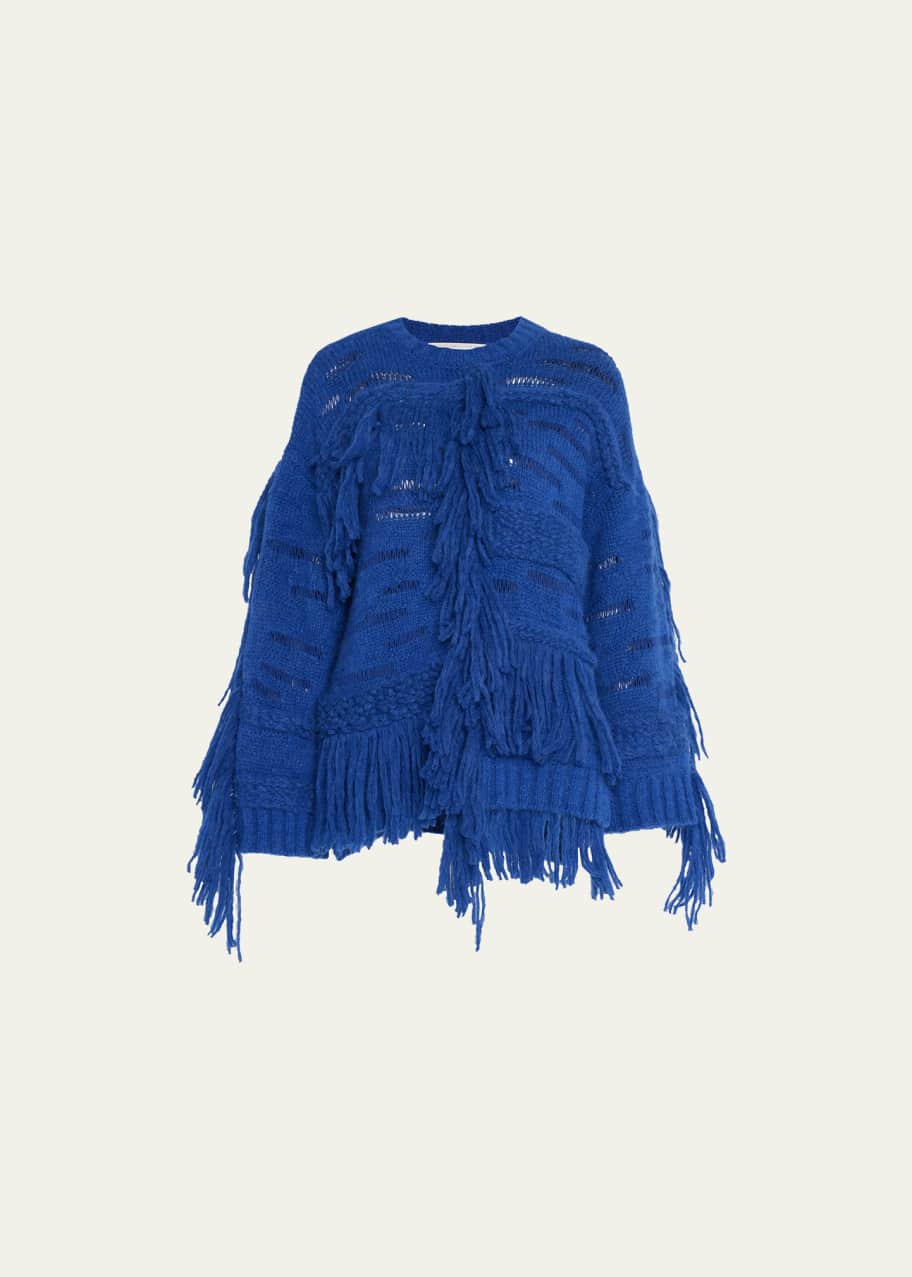 Stella McCartney Fringe Oversized Wool Sweater Bergdorf Goodman