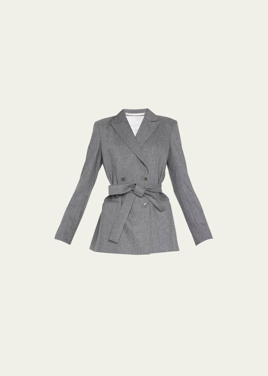 Image 1 of 1: Belted Double-Breasted Wool Blazer