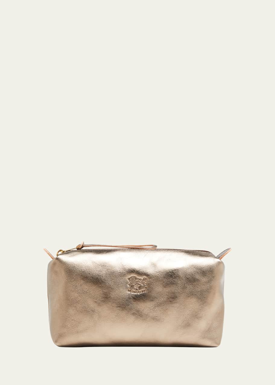 Image 1 of 1: Classic Zip Leather Cosmetic Bag
