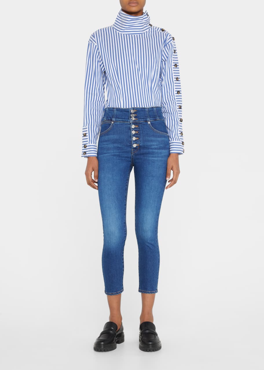 Veronica beard fauri striped off the shoulder shirt bergdorf goodman