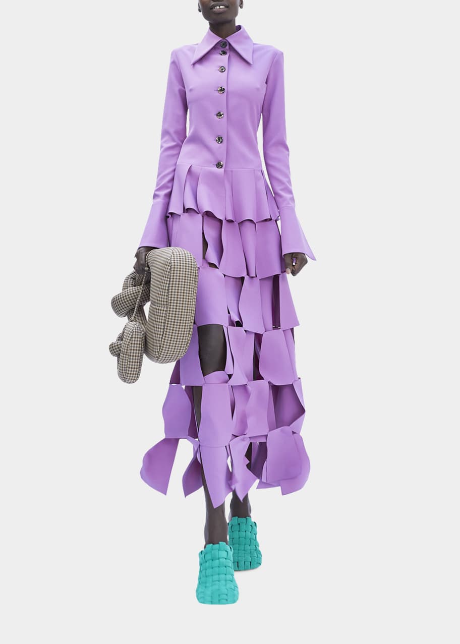 awake mode laser cut dress A.W.A.K.E. MODE Laser-Cut Button-Front Maxi Dress