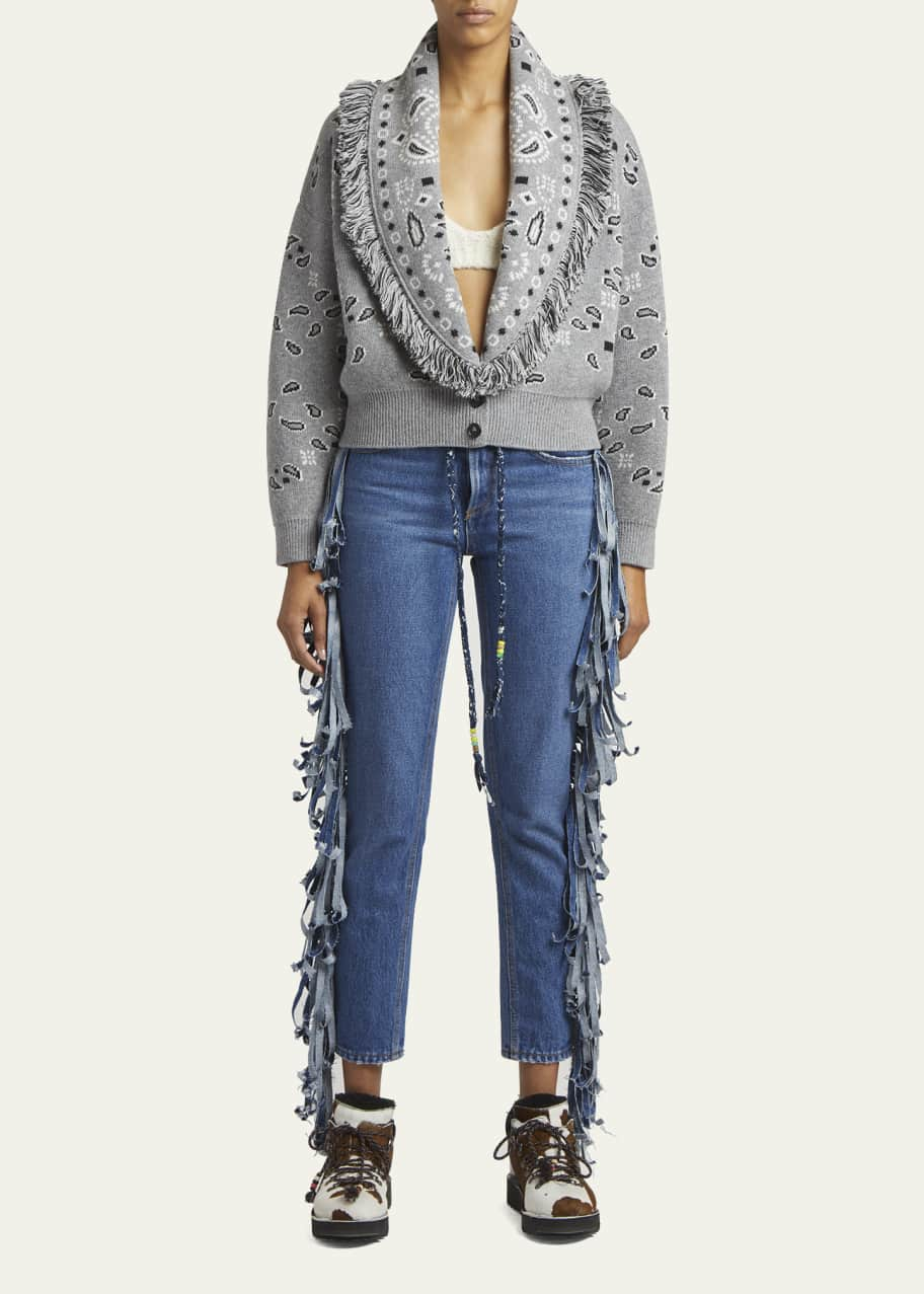 BANDANA PIQUE' JACQUARD WOOL BLEND BOMBER JACKET for Women - Alanui sale