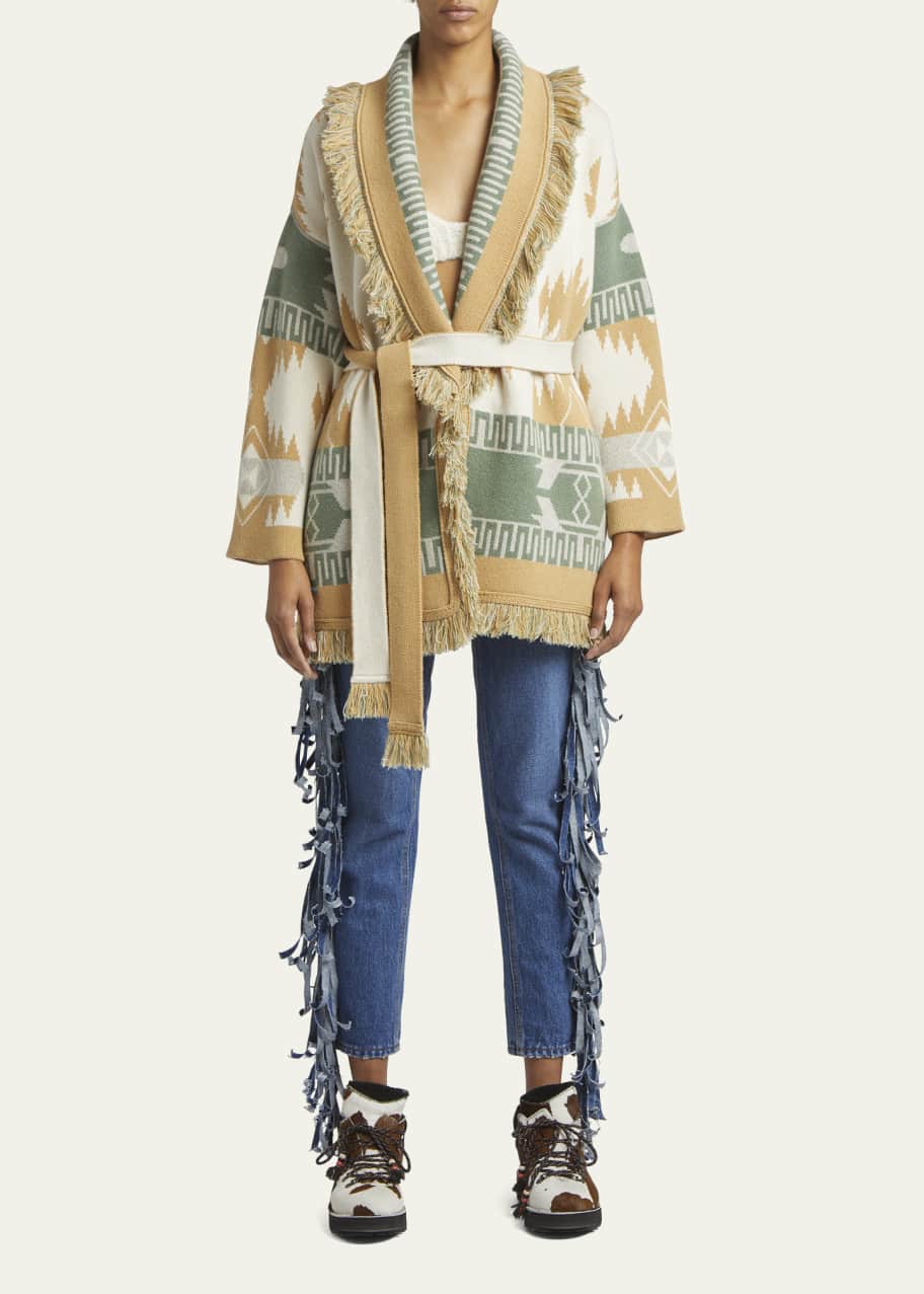 Alanui Ikat Jacquard Belted Cashmere Icon Cardigan Bergdorf Goodman