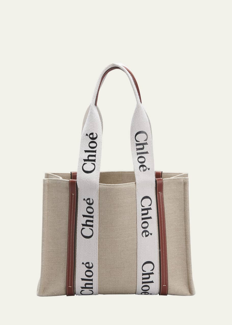 Chloe Woody Medium Tote Bag in Linen - Bergdorf Goodman