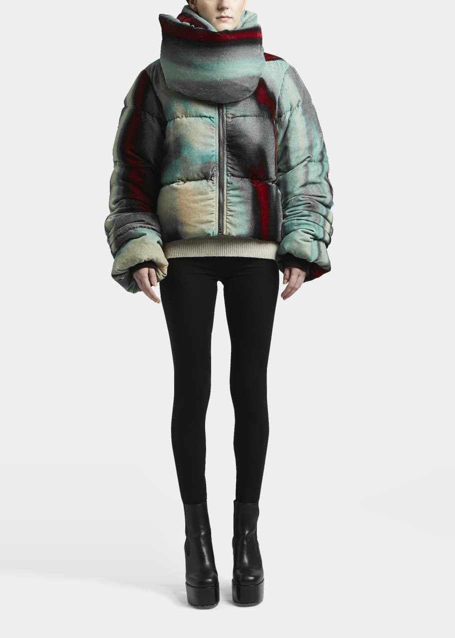Rick Owens Swirl Print Funnel Neck Puffer Coat Bergdorf Goodman