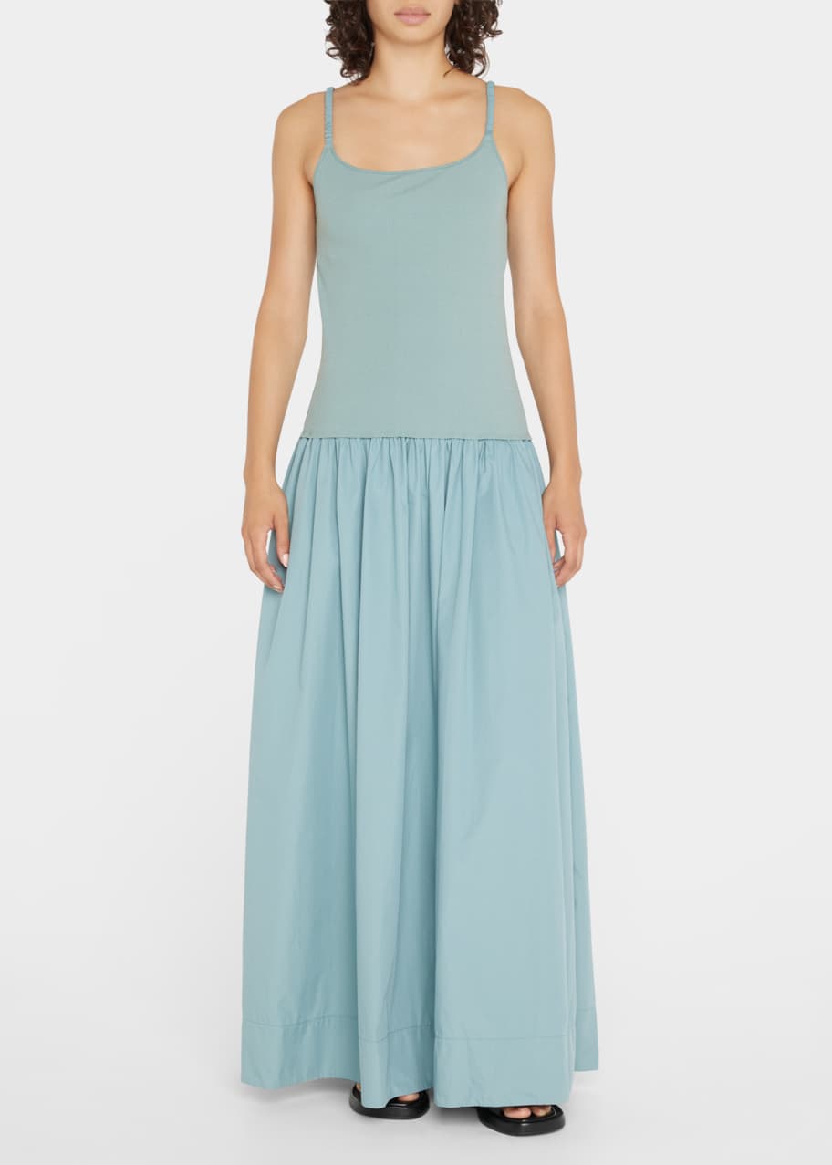 Bassike Gathered-Skirt Contrast Tank Maxi Dress - Bergdorf Goodman