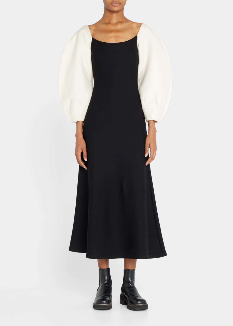 Gabriela Hearst Bromley Puff Sleeve Midi Dress - Bergdorf Goodman