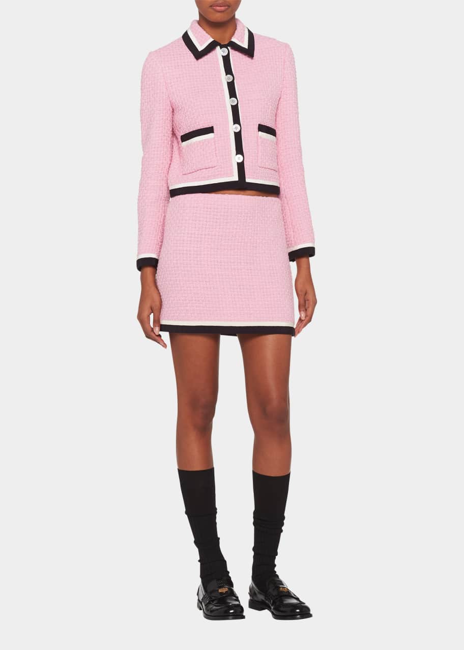 Miu Miu Tweed Mini Skirt with Contrast Trim - Bergdorf Goodman