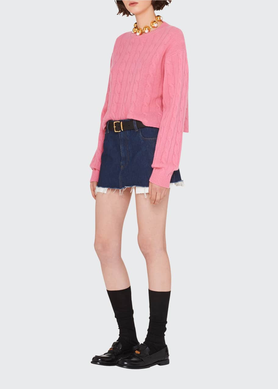 MIU MIU ニット ピンク ケーブル編み カシミヤ Miu Miu Cashmere Cable-Knit Sweater - Bergdorf Goodman