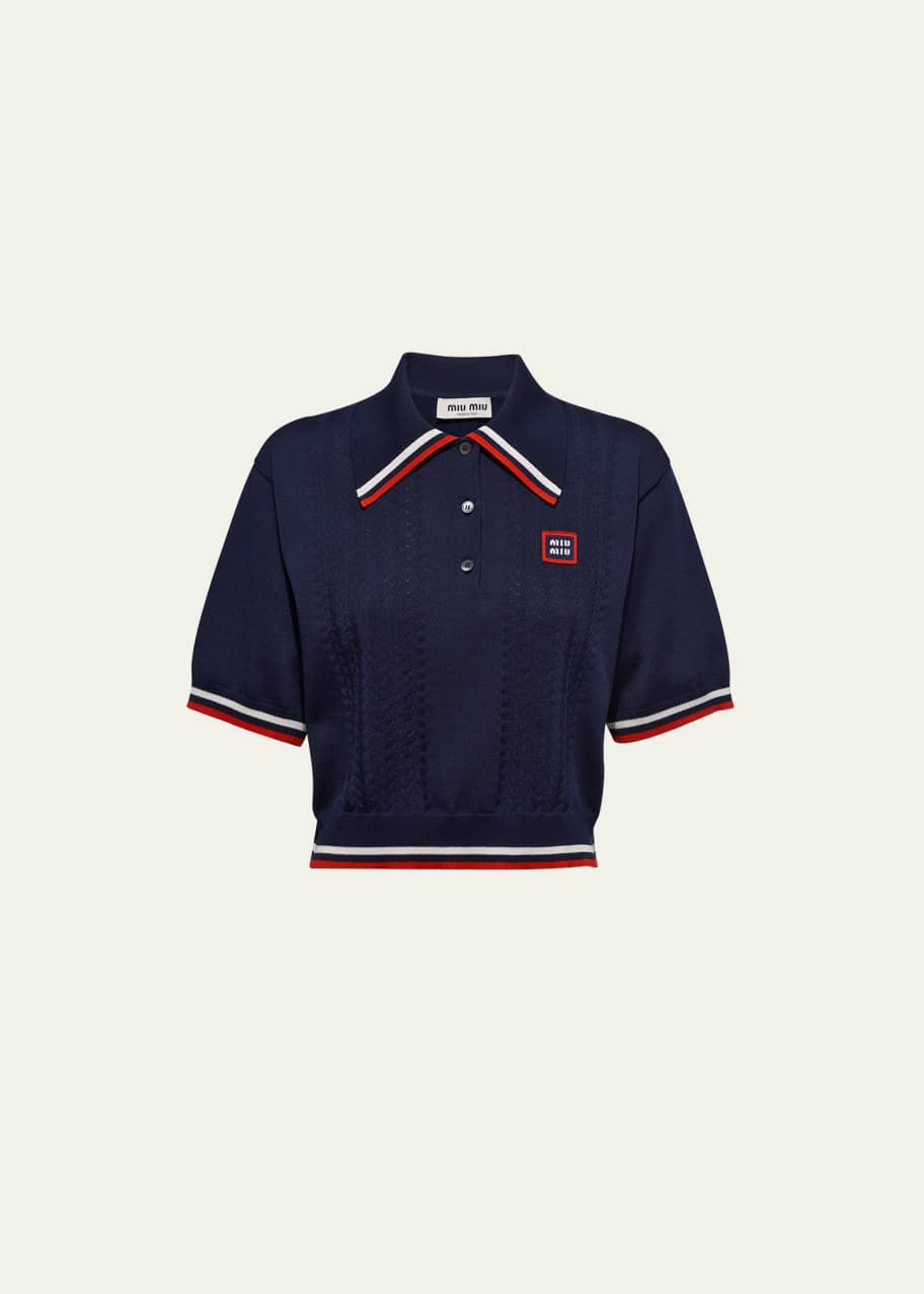 Miu Miu Stripe Crop Polo Shirt - Bergdorf Goodman