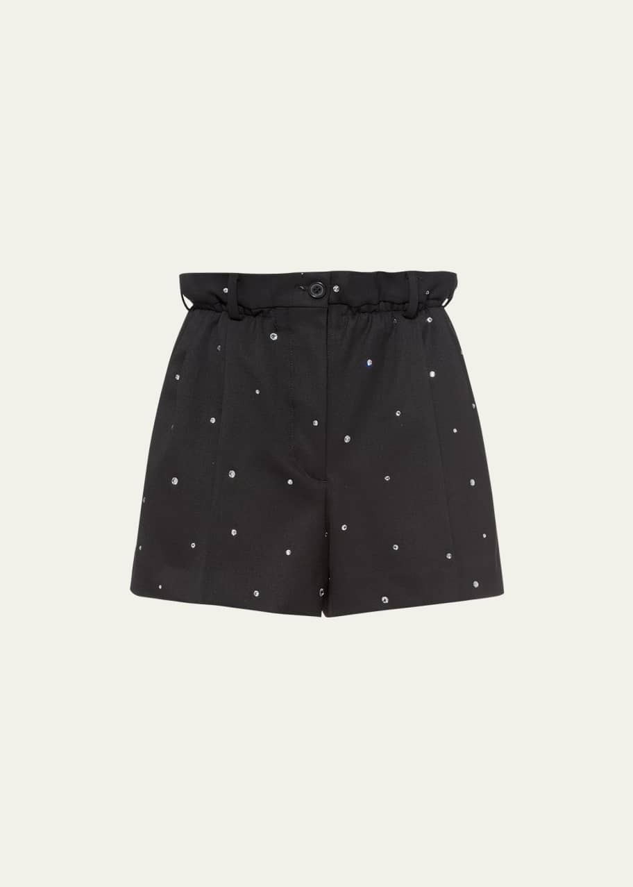 パンツ MIU MIU Wool Shorts Miu Miu Crystal Paperbag Wool Shorts - Bergdorf Goodman