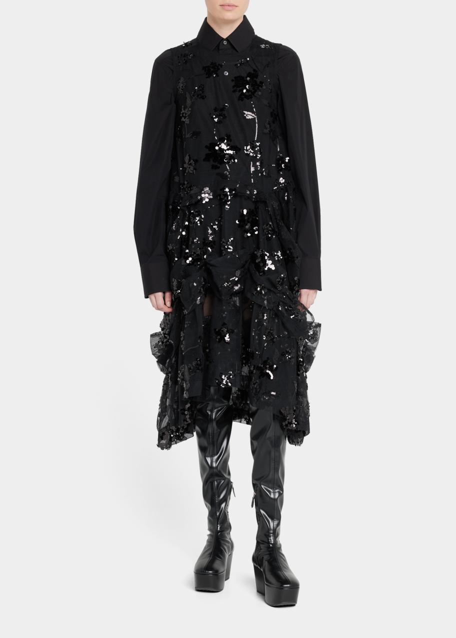 Simone Rocha Sequined Drop Waist Dress with Gathered Ribbon - Bergdorf ...