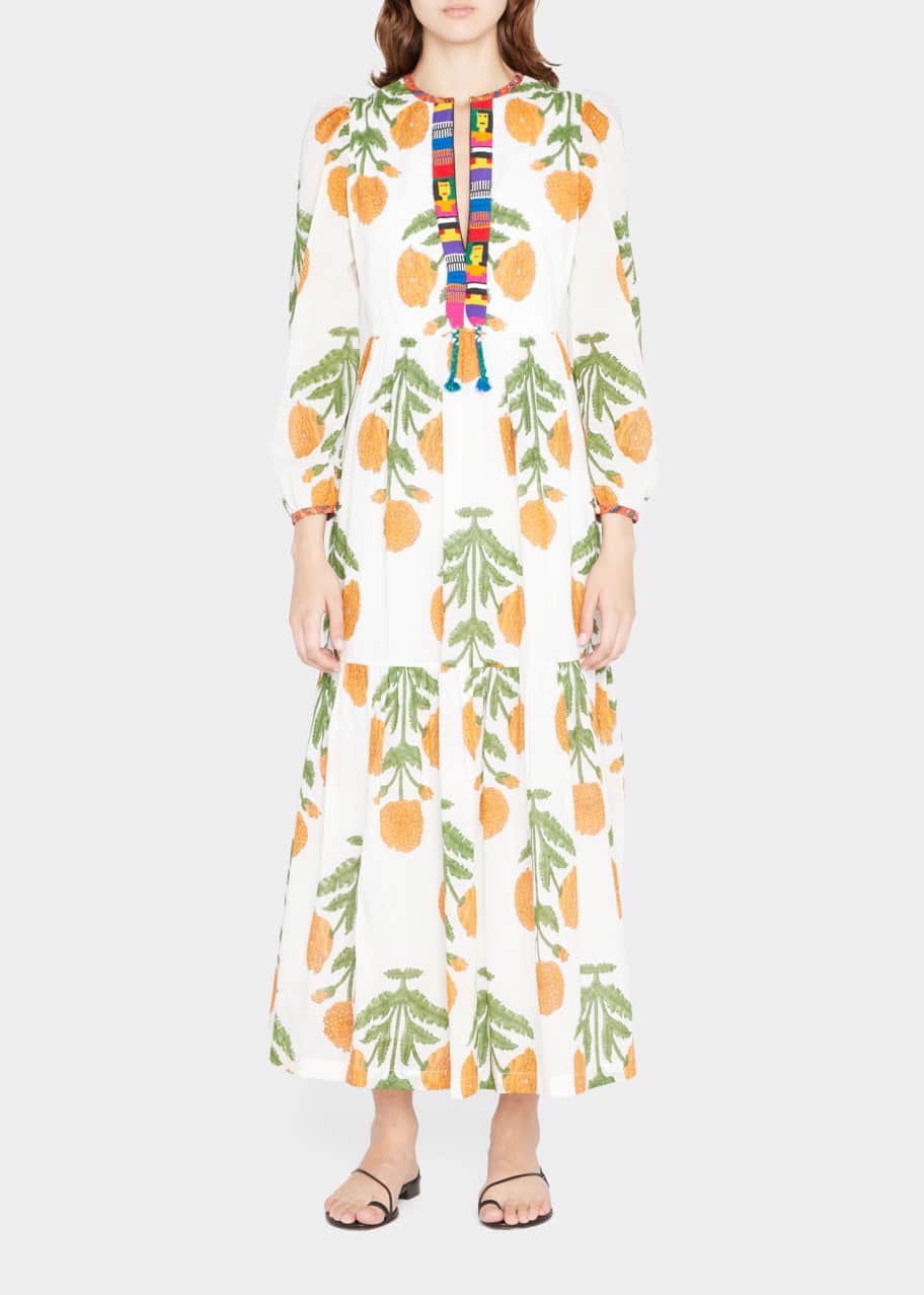 Alix of Bohemia Paradise Clementine Printed Tiered Maxi Dress with Hand