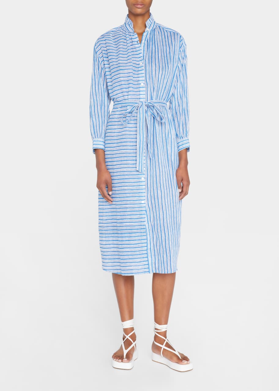 Alix of Bohemia Sawyer Horizon Striped Button-Front Collared Midi Dress  with Belted Waist - Bergdorf Goodman