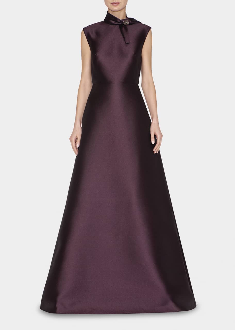 Reem Acra Crystal Scarf-Neck Caftan Gown - Bergdorf Goodman