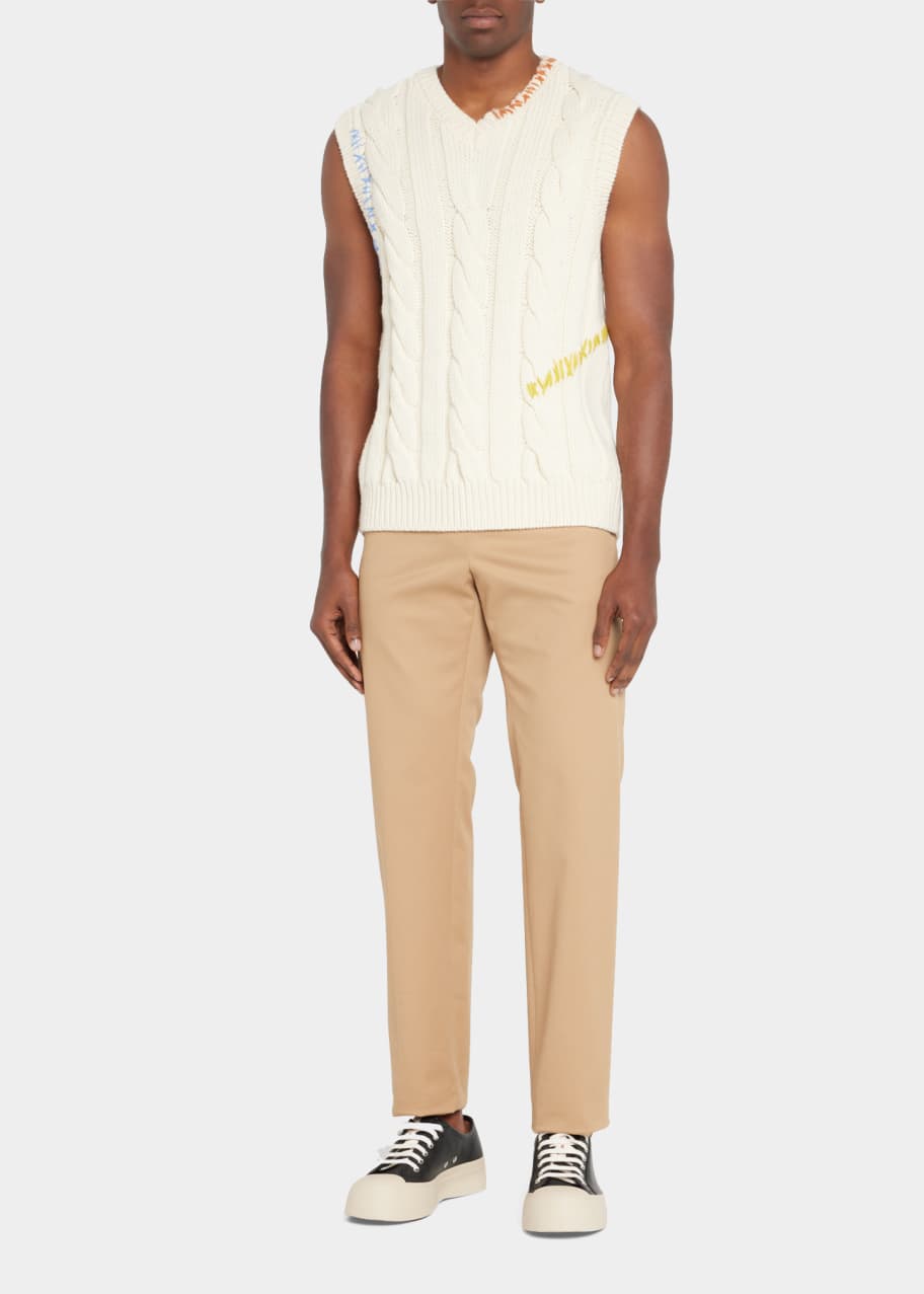 Marni Men's Cable-Knit V-Neck Sweater Vest Bergdorf Goodman