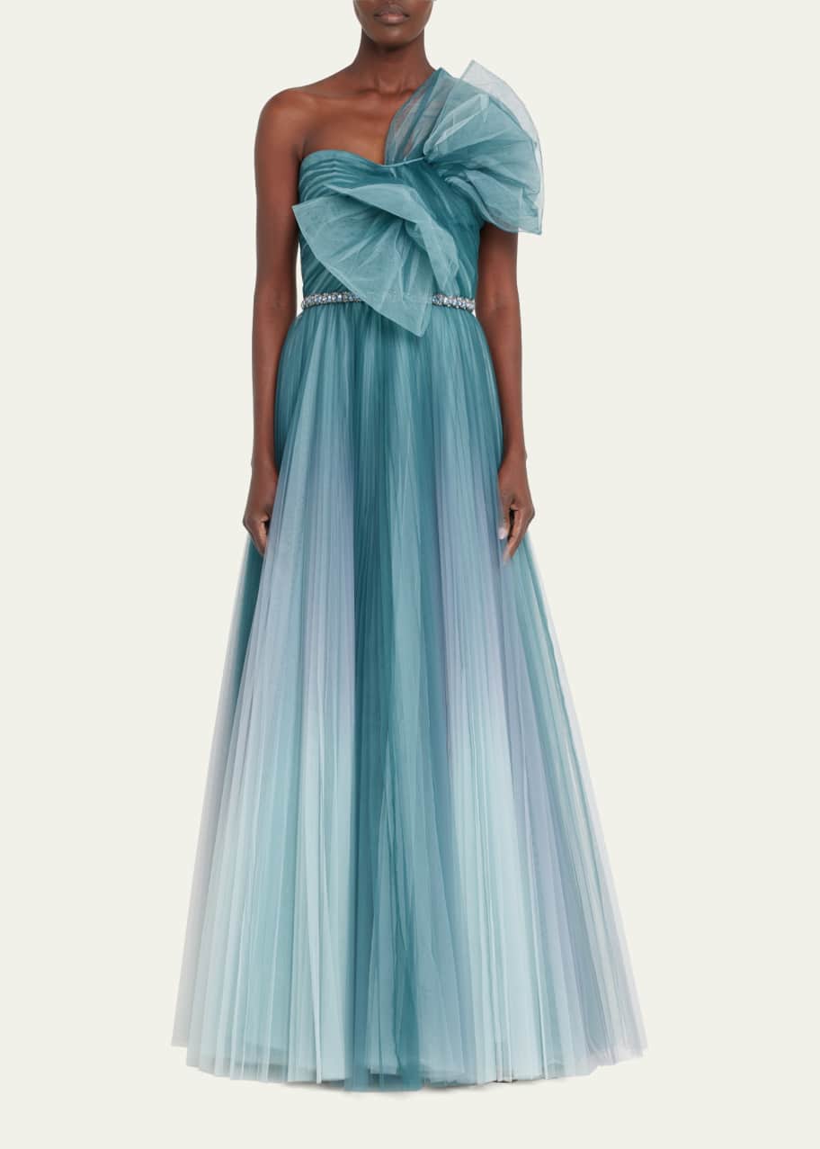 open lace back dress Hestia Cape-Sleeve Gown with Crystal Details main image 1