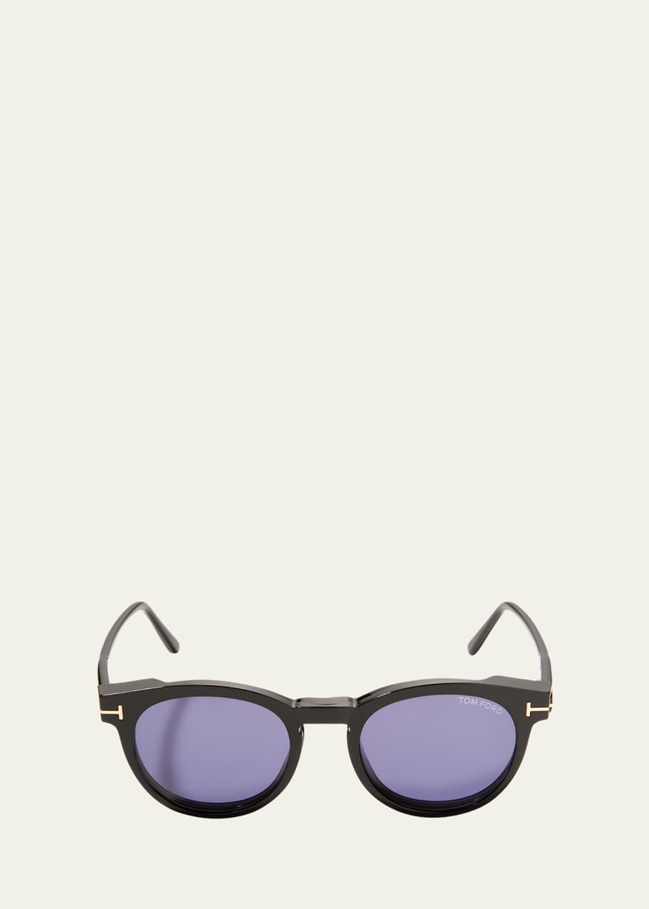 Image 1 of 1: Men's Blue-Light Blocking T-Logo Round Optical Frames