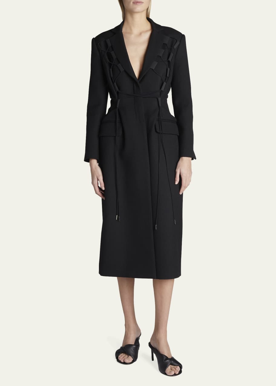 Jacquemus Lacciu Lace-Up Midi Wool Dress - Bergdorf Goodman