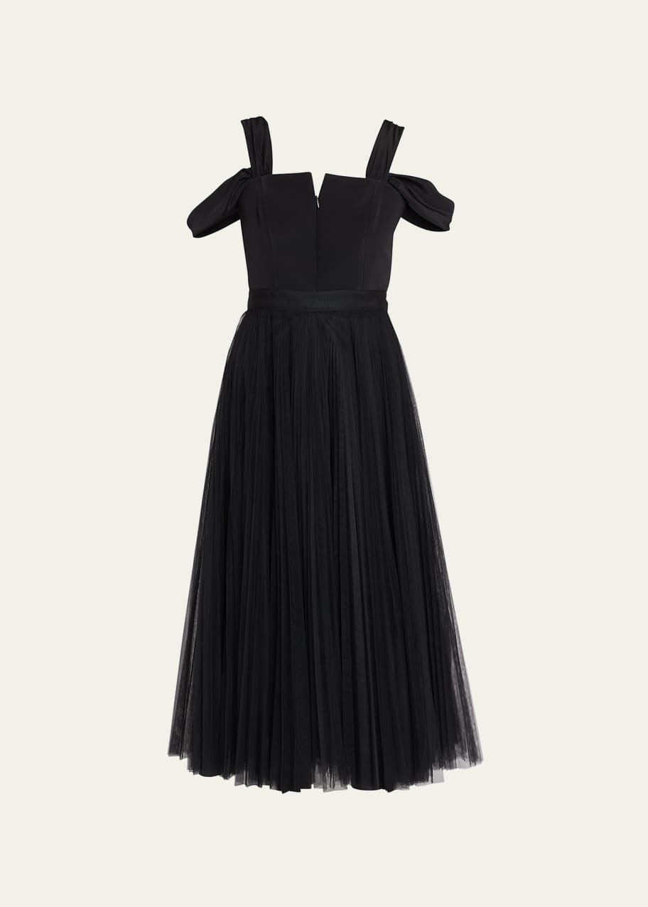 Brandon Maxwell Mixed-Media Cold-Shoulder Corset Midi Dress - Bergdorf  Goodman