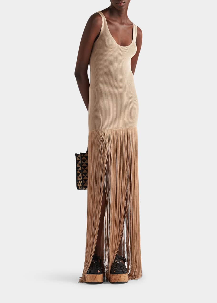 sachin and babi light blue dress Oscar de la Renta Sleeveless Ombre Sequin Fringe Embroidered Gown main image 1