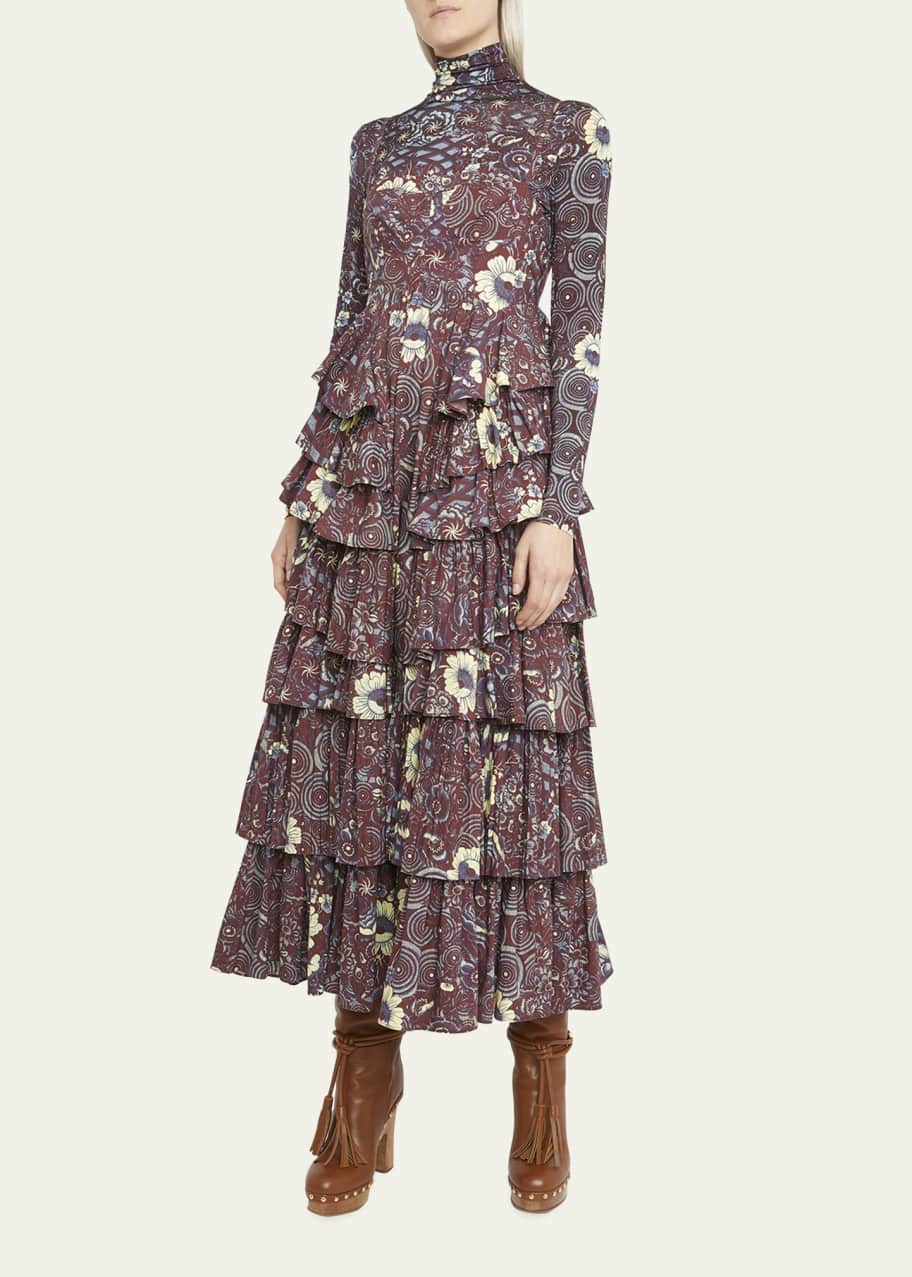 Ulla Johnson Avery Floral Cotton Layered-Ruffle Midi Dress - Bergdorf  Goodman