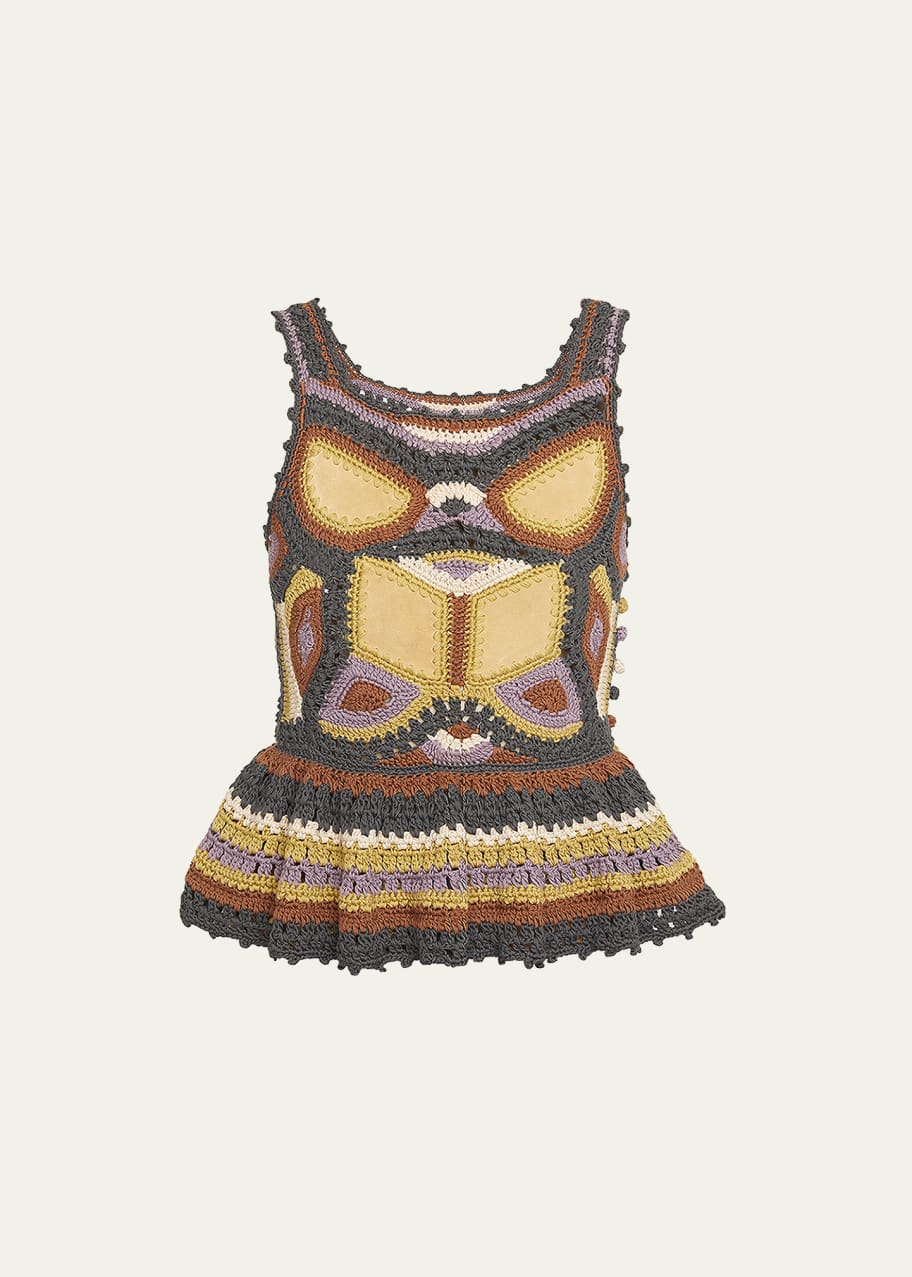 Ulla Johnson Ali Cotton Suede Peplum Crochet Top Bergdorf Goodman