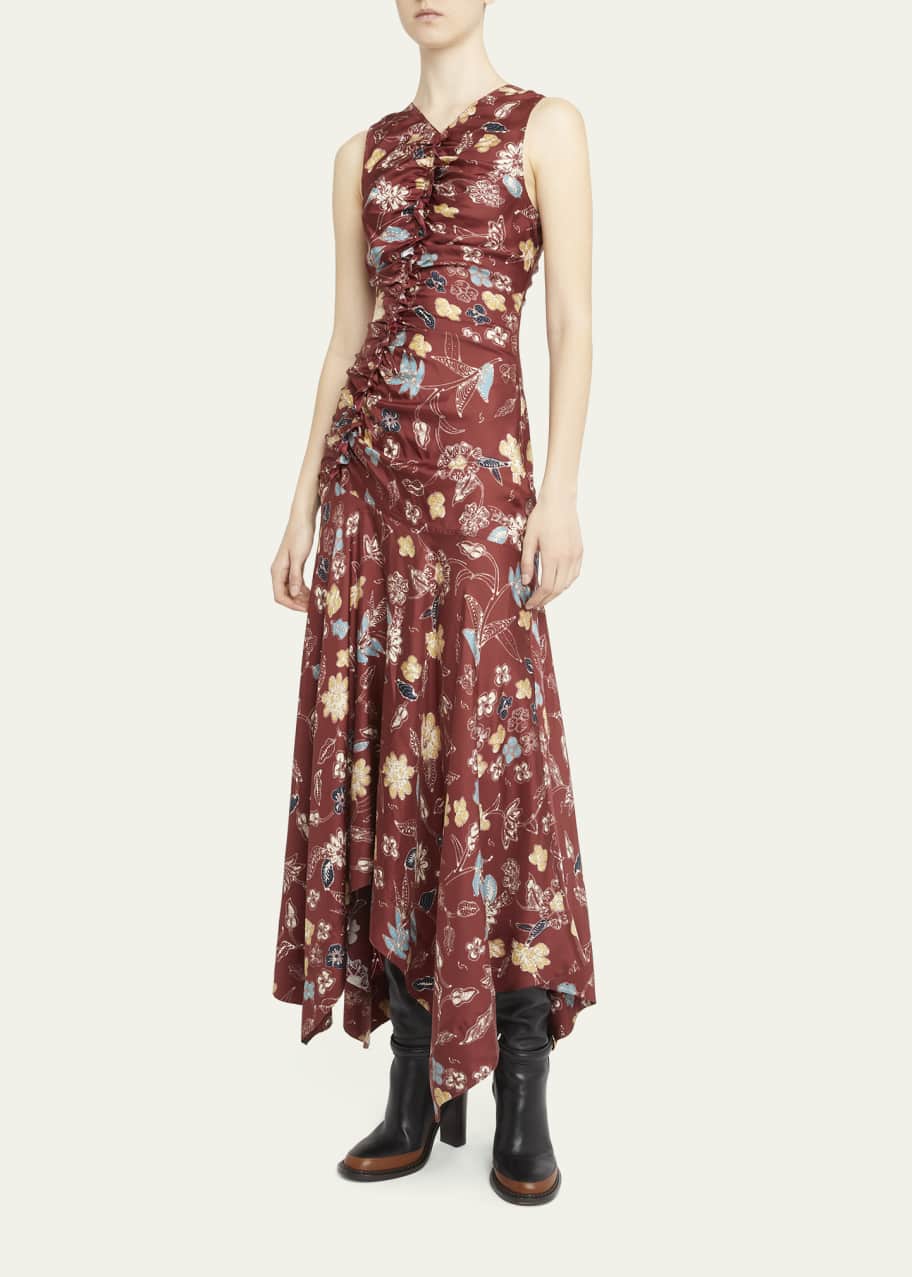 Ulla Johnson Alma Floral SIlk Handkerchief Midi Dress - Bergdorf Goodman