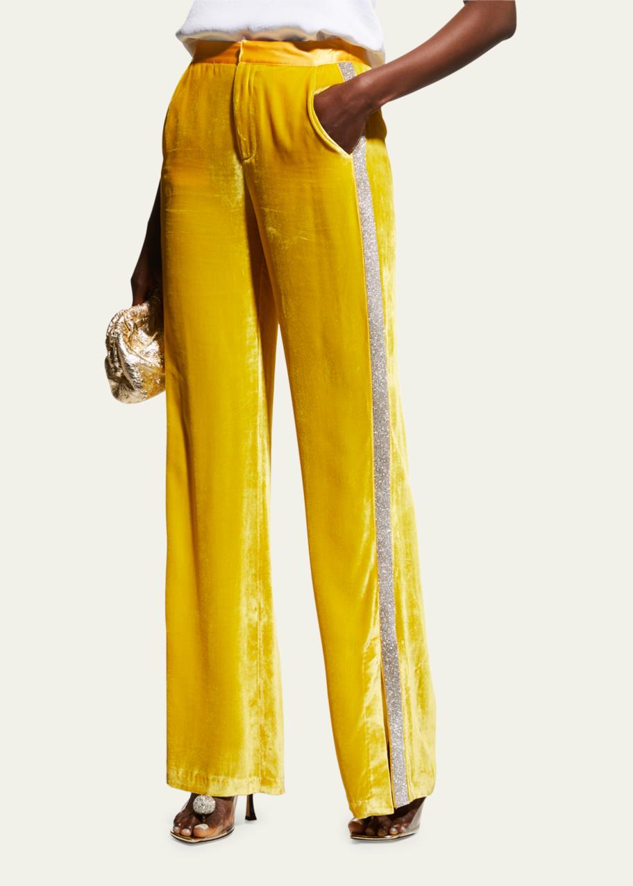 Cinq a Sept Shirley Rhinestone-Side Velvet Pants - Bergdorf Goodman
