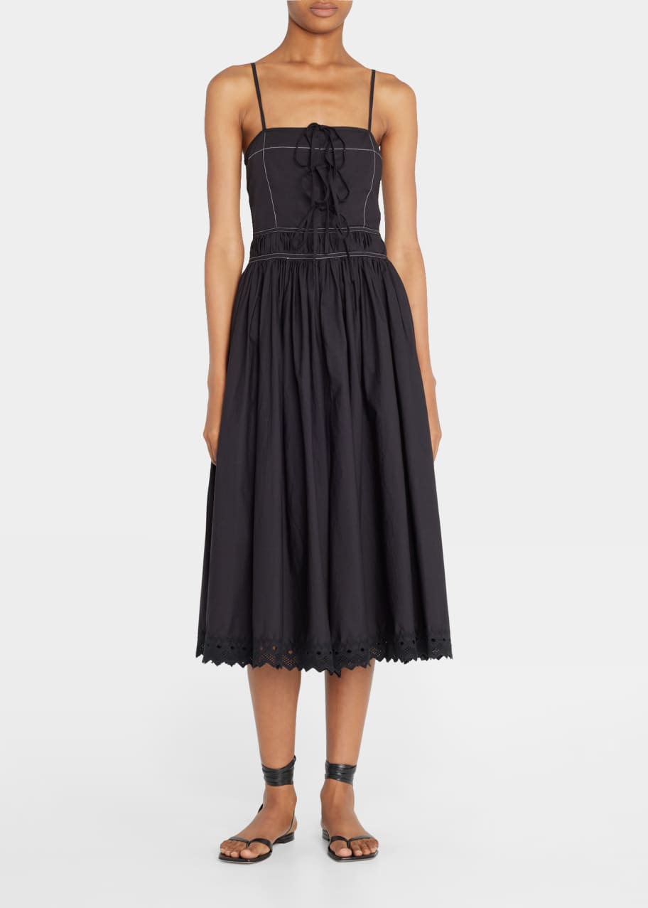 Rhode Katrina Front-Tie Midi Poplin Dress - Bergdorf Goodman