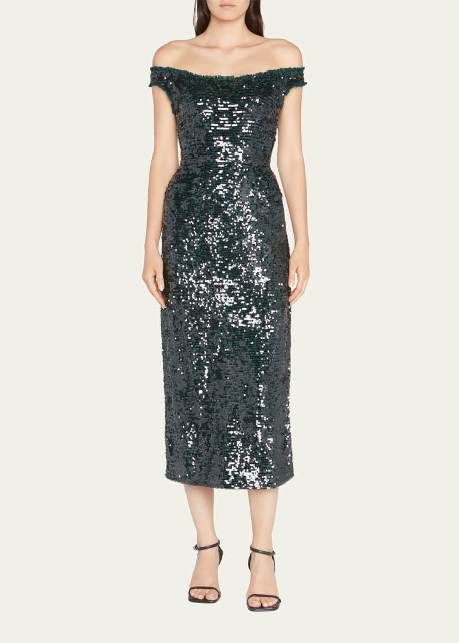 Markarian Dolores Sequin Off The Shoulder Midi Dress Bergdorf Goodman