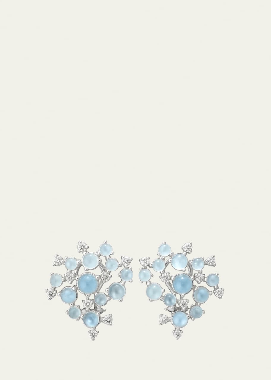 Image 1 of 1: Aquamarine & White Diamond Bubble Cluster Earrings