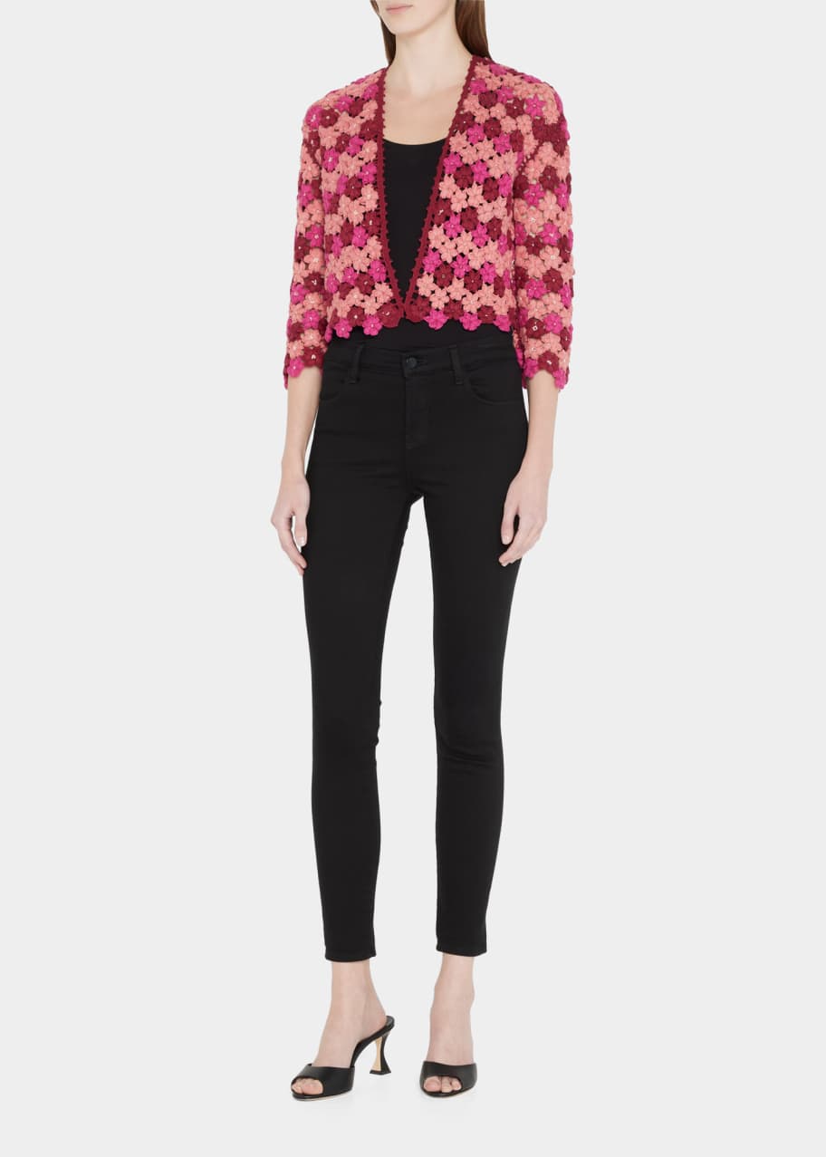 Alice + Olivia Anderson Cropped Floral Crochet Cardigan Bergdorf Goodman