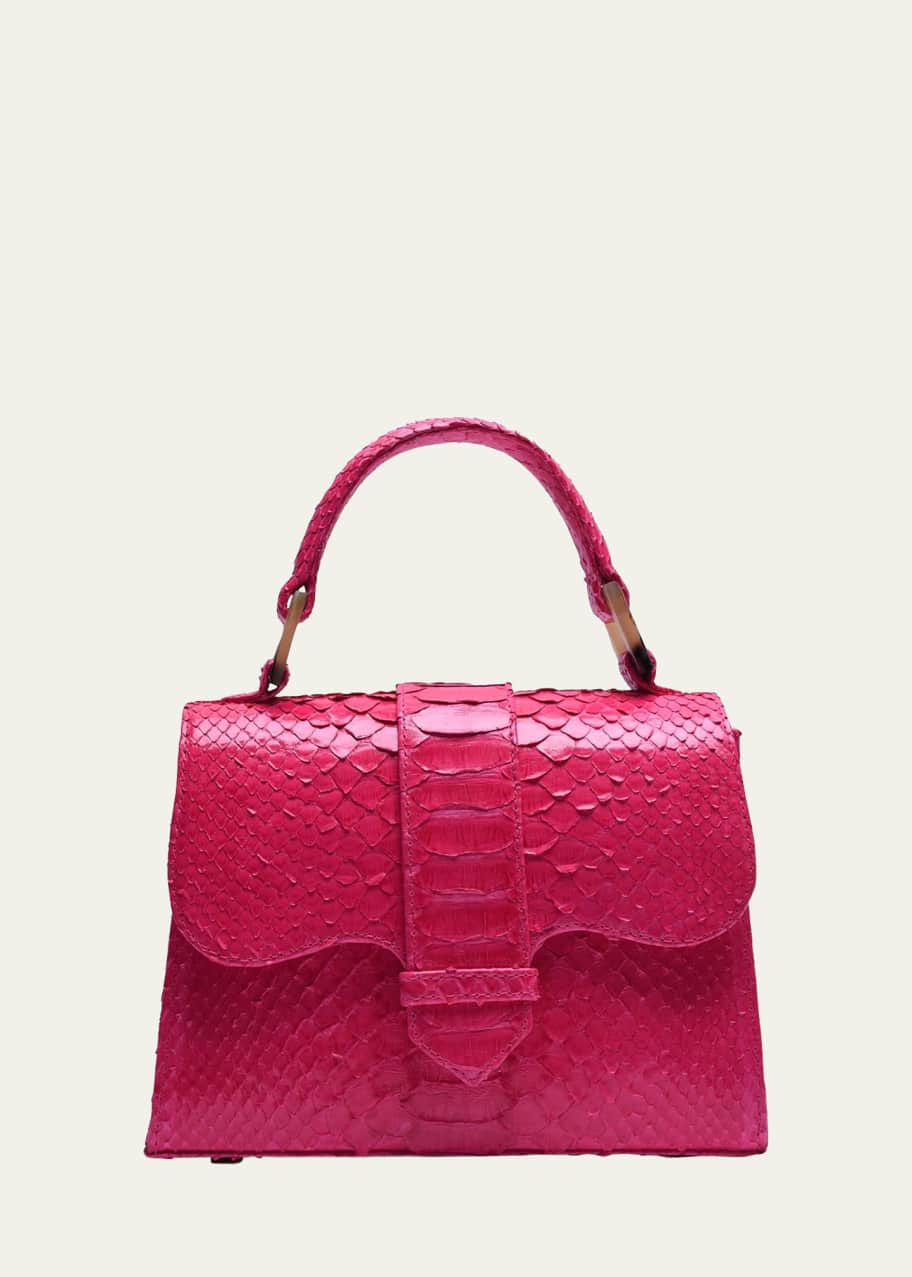 Image 1 of 1: La Marguerite Mini Python Top-Handle Bag