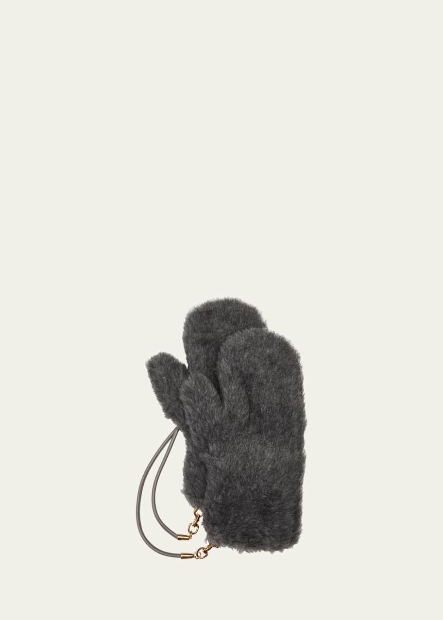 Mittens in Teddy fabric, camel | 